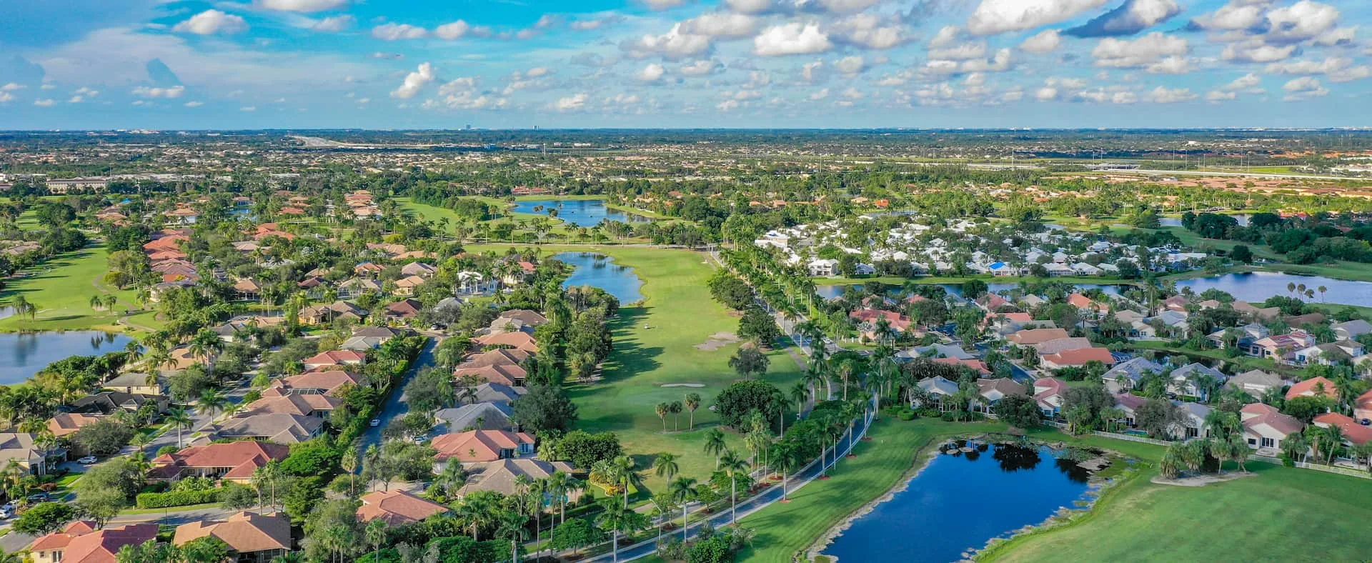 Aerial view of Pembroke Pines, FL commercial and residential roofs Aerial view of Pembroke Pines, FL commercial and residential roofs